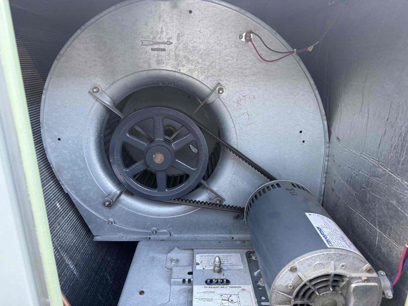 Completed comprehensive spring preventive maintenance on commercial HVAC system including two roof top units, four air handlers (auditorium 1 & 2, lobby, and music room closet), ground level south air conditioner, and boiler shutdown for seasonal transition. Performed thorough cleaning and inspection of all equipment including blower assemblies, electrical components, and mechanical systems. Replaced air filters throughout facility totaling 24 filters in various sizes: 16x20x2, 16x25x2, 20x25x2, 20x20x1, and 25x20x1. Updated and verified accurate filter inventory list for future maintenance: RTU south requires 6 filters (16x20x2), RTU north requires 4 filters (16x20x2) and 4 filters (20x20x2), north air handler requires 10 filters (16x20x2), south air handler requires 2 filters (16x25x2) and 4 filters (20x25x2), and lobby/atrium air handler requires 1 filter (20x25x1). All units operating within normal parameters upon completion of maintenance agreement service.