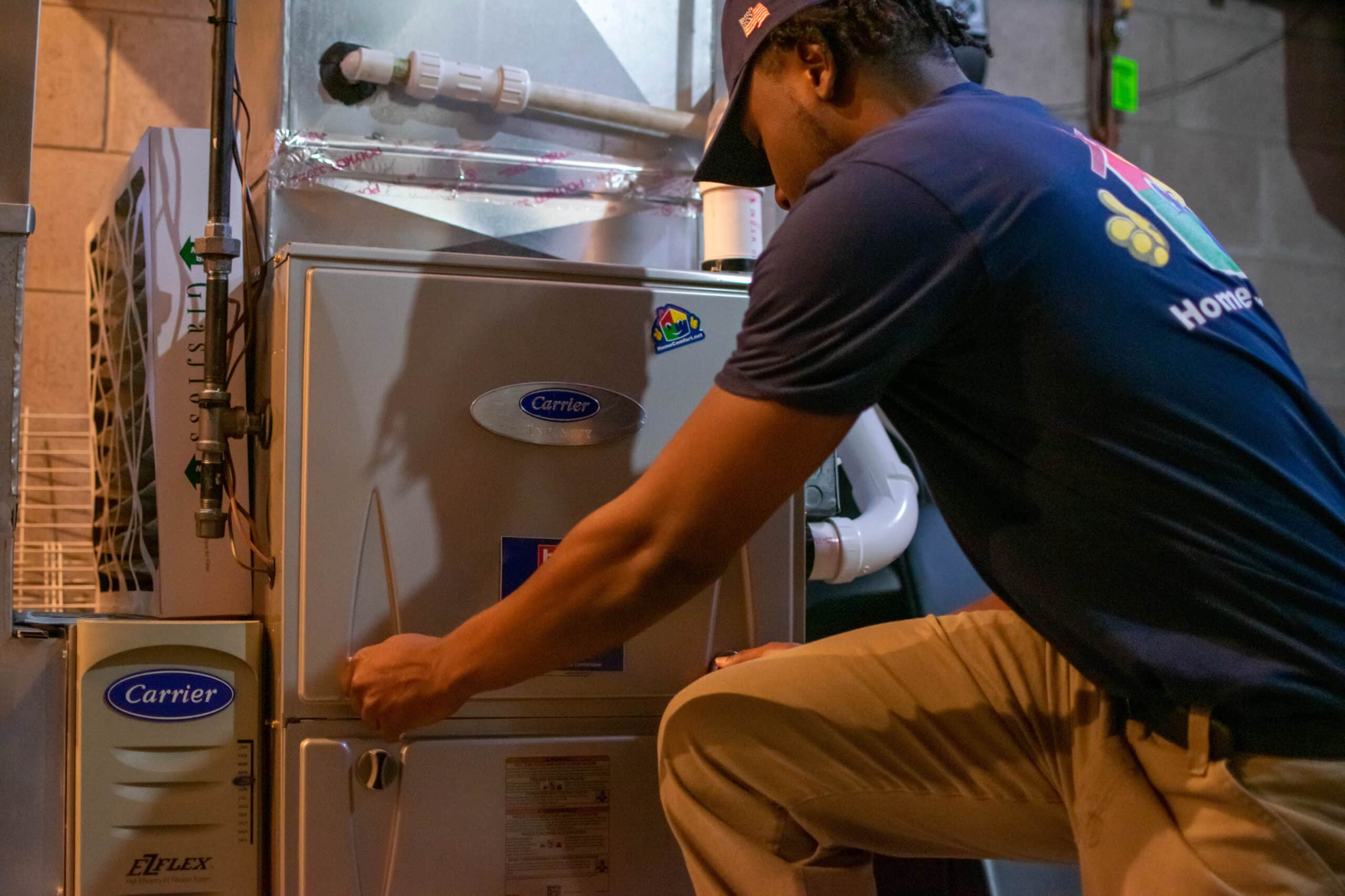 Home getting a residential furnace replacement from a Home Comfort technician