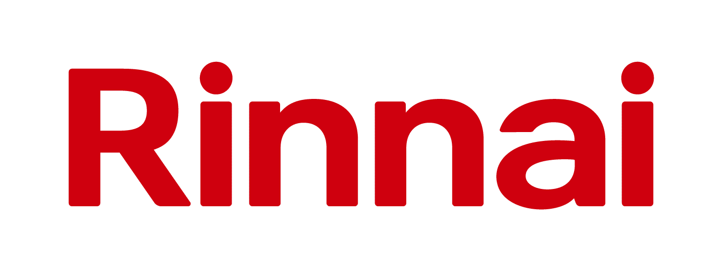 Rinnai logo representing the brand of tankless water heaters