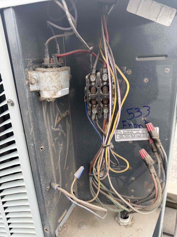 Completed spring preventive maintenance inspection on rooftop air conditioning unit. Performed comprehensive checklist evaluation, documented electrical compartment components including capacitor and contactor assembly, updated equipment specifications and filter information for maintenance records. Photographed unit condition and flagged necessary updates to filter inventory list.