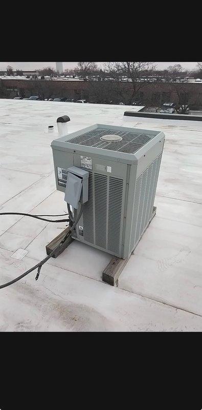 Replaced failed condenser fan motor and blade assembly on rooftop package unit per service agreement. Unit restored to proper operation with new motor installed and tested for correct rotation and airflow.