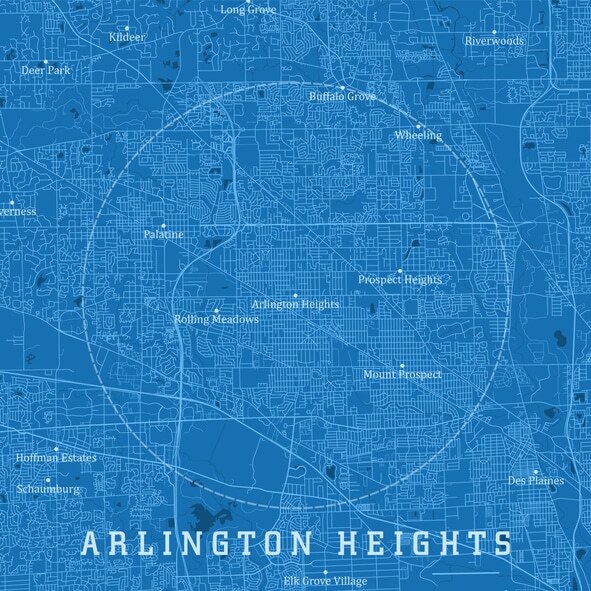 Map of the Arlington Heights area