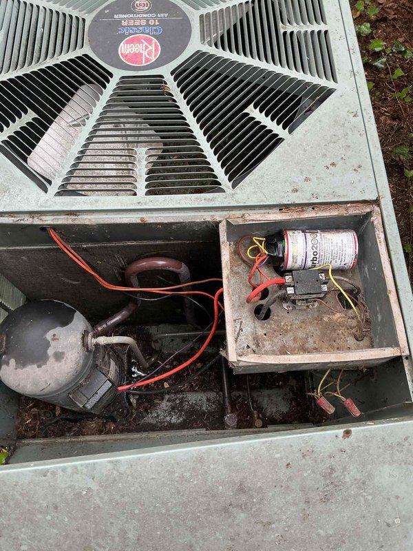 Completed comprehensive spring clean and check maintenance on HVAC system per comfort plan agreement. Performed full inspection of Rheem outdoor heat pump unit, including examination of compressor, capacitor, contactor, and electrical connections. Cleaned condenser coil and removed accumulated debris from unit exterior and interior compartment. Verified proper operation of fan motor and assessed overall component condition. 

Inspected indoor evaporator coil and confirmed adequate airflow through system. Measured supply air temperature at 71.6°F during operation. Evaluated furnace operation and investigated reported high-pitched noise occurring during ignition sequence. Tested ignition system, burner assembly, and heat exchanger for proper function and safety. Documented system performance with thermal imaging and component photography. All safety controls verified operational. System operating within normal parameters at time of service completion.