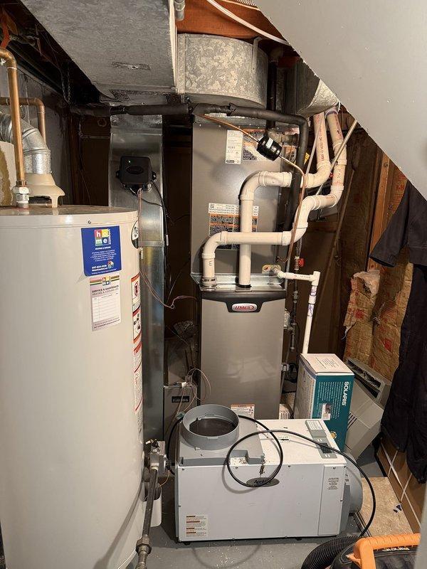 Mount Prospect, IL - Completed warranty replacement of defective evaporator coil on Lennox system. Removed existing air scrubber for redeployment to shop inventory. Installed new Solaris air purification system and surge protector for heat pump to prevent future electrical damage.