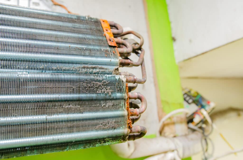 Clogged and dirty heat pump coils