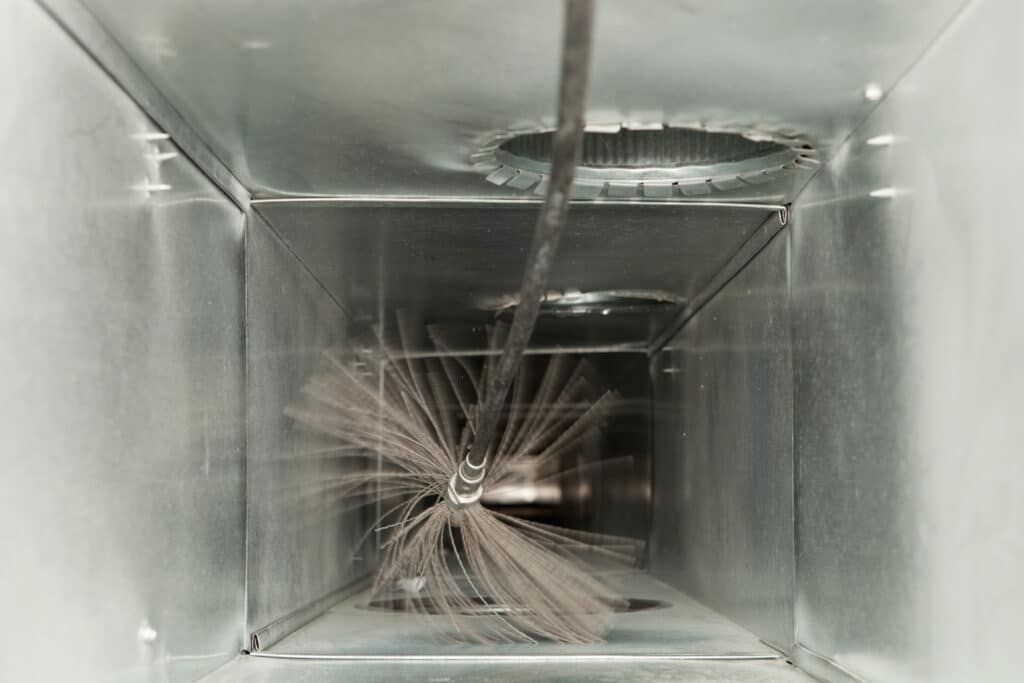 Residential air duct cleaning with air whip tool